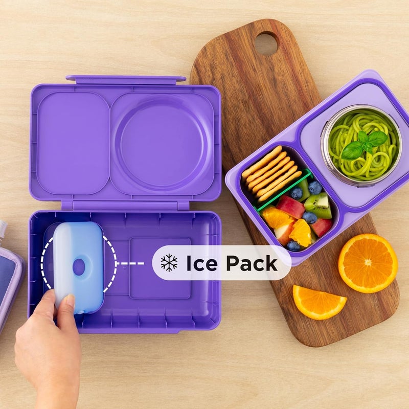 OmieBox UP bento Box for Kids | Insulated Lunch Box | Leak Proof Vacuum Insulated Thermal Food jar | Cooler ice Pack | 2 Compartments (Galaxy Purple) - Image 3